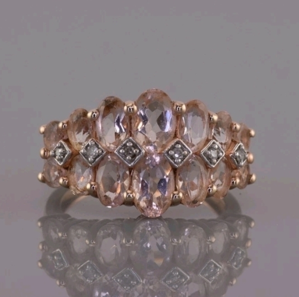 Designer Signed  Morganite And Diamond Ring
